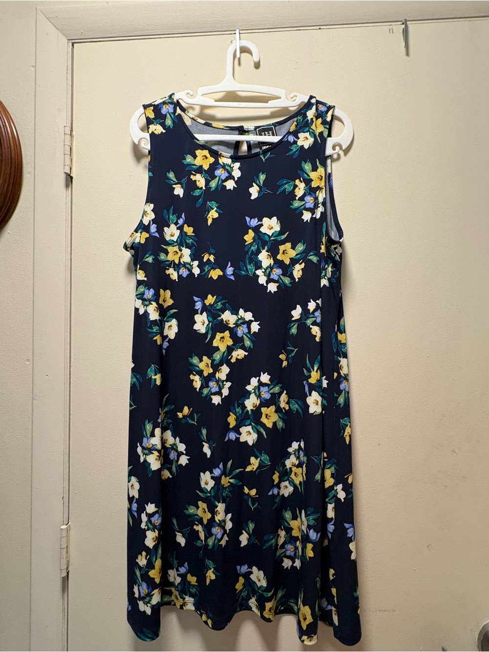 Robbie Bee Blue Paisley Floral Side Knot Sleeveless Maxi Dress Size XL Stretch